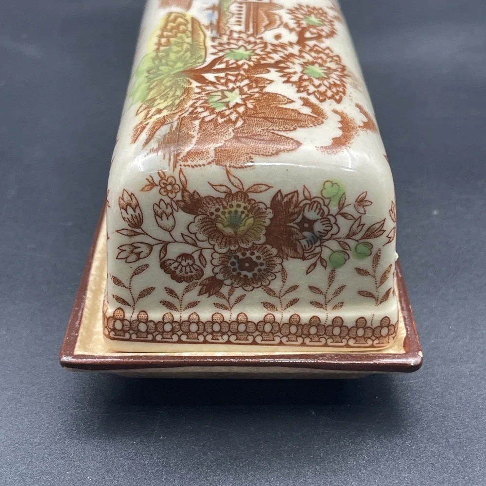 Fred Roberts Co SF Butter Dish Castle Pattern Transferware Lid